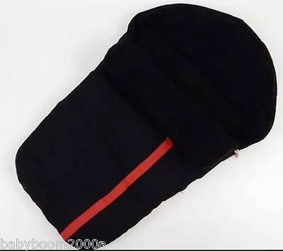 Universal Fleece Snuggle Showerproof Buggy Footmuff Cosytoe Black Red Stripe BN • £9.99