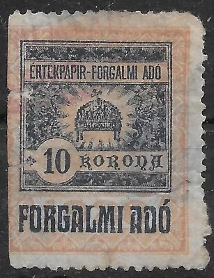 1920 S HUNGARY Revenue Fiscal Tax 10 KR USED • $1.93