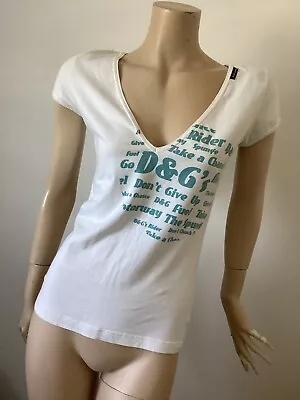 D&G Dolce And Gabbana Italy 90s Vintage V Neck T-shirt Size L • £49.99