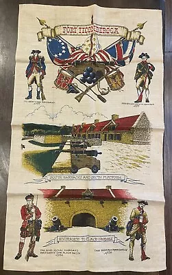 Vintage Tea Towel Fort Ticonderoga 30  X 17  KayDee Linen Souvenir Wall Hang • $12