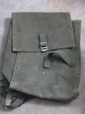 Vintage OD Green Canvas Military Bag Backpack US Def. NSN 8455-577-4923? • $19.99