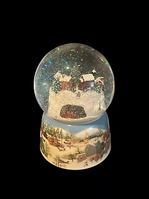 Snow Globe Glitter Winter Village With Revolving Train Musical Plays St Nick • $24.95