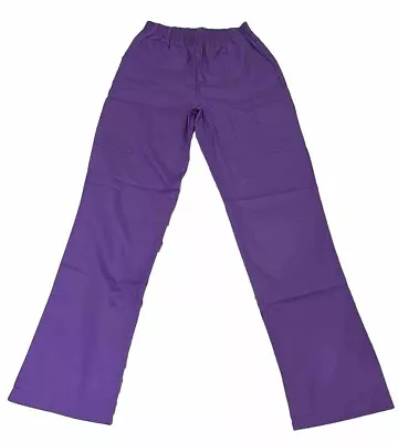 Womens Scrubs Pants S Tall Cargo Violet Purple Dickies Elastic Waist 5 Pocket • $10.99