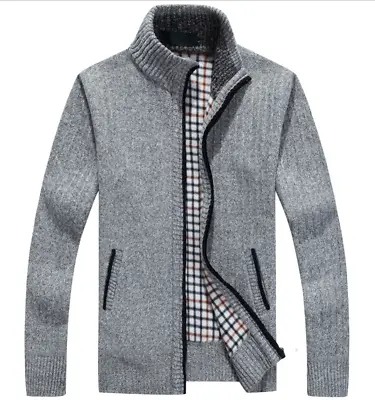 Light Grey Men's Zip Up Knitted Cardigan • £19.95