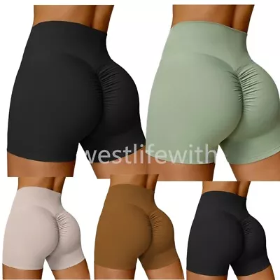 Womens High Waist Workout Scrunch Bum Lift Push Up Legging Fitness Yoga Shorts` • £10.89