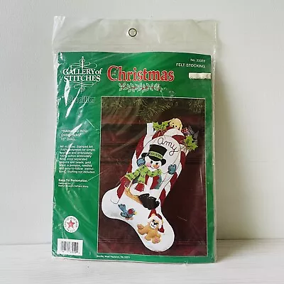 Vintage NOS Bucilla Swinging Into Christmas Stocking Kit #33059 Snowman • $26