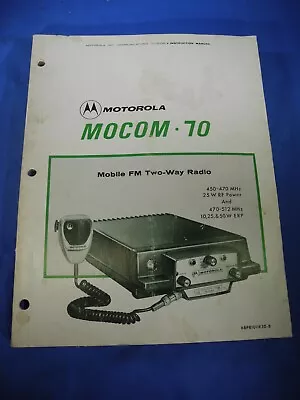 1970 Motorola Inc Motrac Mobile FM Two-Way Radio Manual USA ORIGINAL • $39.99