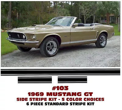 Ge-103 1969 Ford Mustang Gt - Lower Rocker Side Stripe Kit - Standard • $53.23