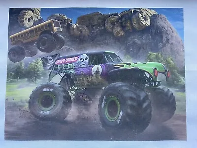 1 Grave Digger QUILT Block Sew FABRIC KID Tv Smashing Jumping  Monster Truck • $13.99