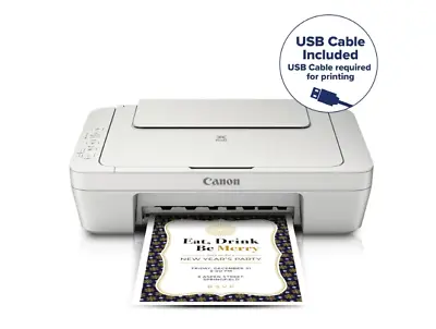 White Wired All-in-One Color Inkjet Printer [USB Cable Included] • $24.88