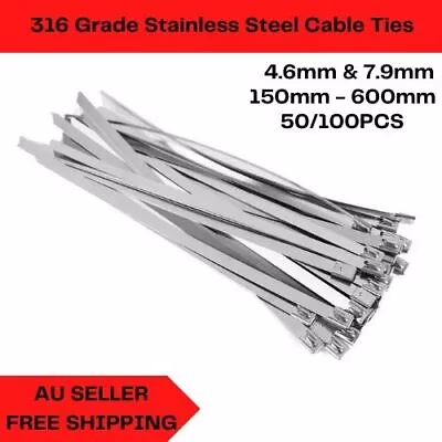 316 Stainless Steel Marine Grade Metal Cable Ties Zip Tie Wire  • $14