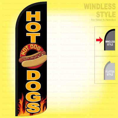 HOT DOGS  - Windless Swooper Flag 3x11.5 Ft Feather Banner Sign Kq • $23.99