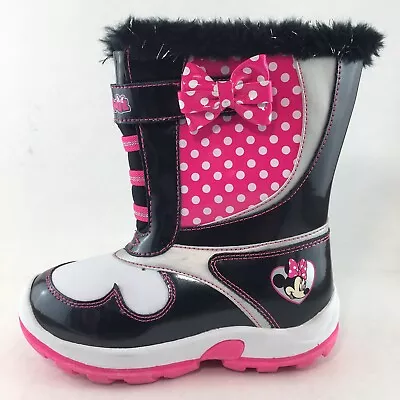 Disney Minnie Mouse Boots Girls 12 Pink Black White Gray Zip-up Closure • $9.24