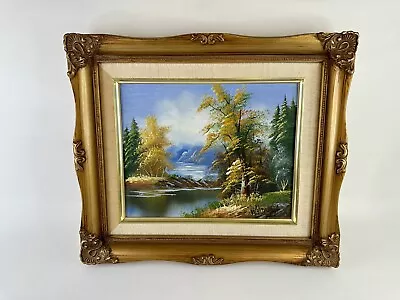 Original Oil Painting Landscape Nature Gold Tone Ornate Baroque Frame By Whitman • £33