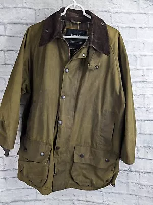 Barbour Beaufort Jacket Men's Olive Waxed  Wax Coat Large • $95