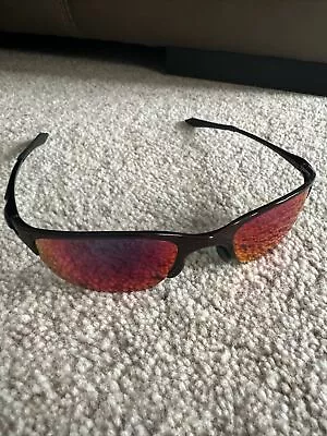 Rare OAKLEY HALF WIRE Vintage Sunglasses -  Brown Frame - Red Iridium Lenses • £75