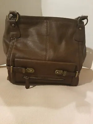 Vintage Scarleton Brown Vegan Leather Handbag Roomy Shoulder Tote EXC • $20