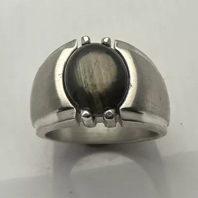 MJG STERLING SILVER CLASSIC MEN'S RING. 12 X 10mm  BLACK STAR SAPPHIRE . SZ 10+ • $160