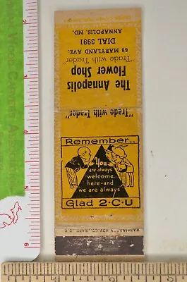 Matchbook Cover The Annapolis Flower Shop Florist 1940s 1950s Maryland Mf1 • $5.99