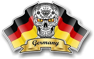 Mexican Sugar Skull & Germany German Flags Vinyl Car Bike Helmet Sticker Decal • £2.83