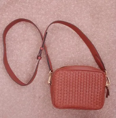 £21 • Buy M&s Tan Leather Woven Front Crossbody Camera Bag
