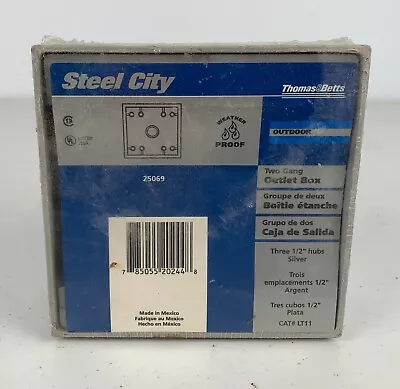 Thomas & Betts Steel City LT11 Outdoor 2 Gang Outlet Box Silver 25069 • $13.30