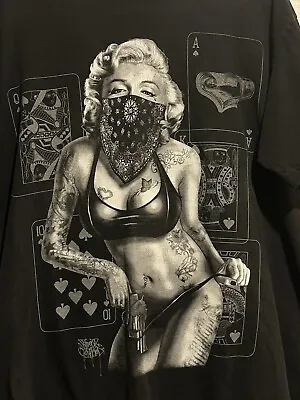 Shaka Marilyn Monroe T Shirt Mens Large Black Ghetto Rules Bandana Gun Tattoos • $17.99