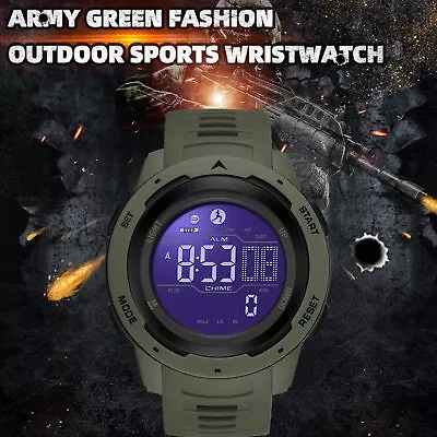 Mens Digital Watches Waterproof Pedometer Step Counter Watch Military Sport LED • $25.19