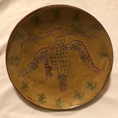 Becky Mummert Redware Dinner Plate Eagle Bird Americana Yellow Patriotic Country • $124.95