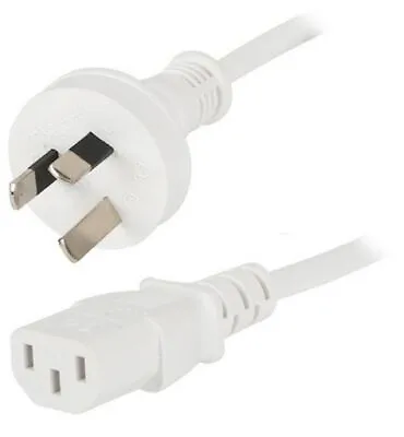 1.8m White C13 IEC Power Cable Female Socket To 240V Mains Plug • $11.95
