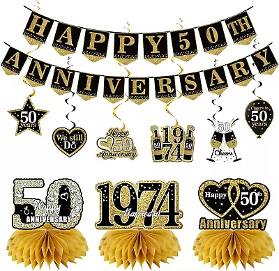 50Th Anniversary Decorations 10Pcs Happy 50Th Wedding Anniversary Vintage 1974  • $39.99