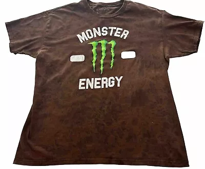 Monster Energy T-Shirt XL Distressed Pebble Tie Dye Brown Short Sleeve   • $14.99