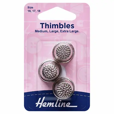 Hemline Metal Economy Thimble Sizes 16/17/18 | Pack Of 3 • £3.49