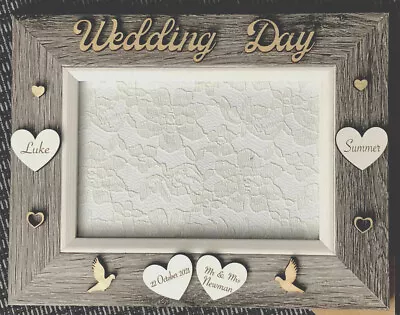 £15.99 • Buy PERSONALISED WOODEN PHOTO FRAME ,WEDDING DAY - Wedding,Birthday Gift Home Decor,