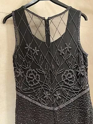 Vintage AFTER SIX BLACK Long Evening Dress Party Cruise Beaded SZ 12 REDUCED! • $20.21