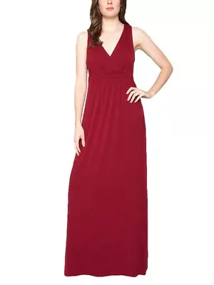 Matty M Women's Crossover V-Neck Pull Over Maxi Dress - Ruby - Size S • $19.59