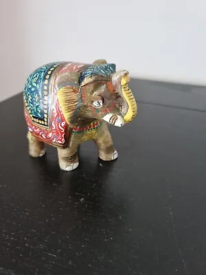 Indian Marble Elephant Figure Hand Painted 5 Cm Heavy  • £9.99