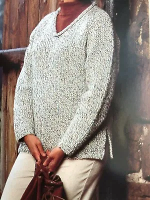 KNITTING PATTERN WOMENS LADIES EASY KNIT ARAN JUMPERS Pattern 32  - 46  - 59A . • £2.15