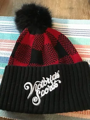 Victoria Secret Knit PomPom Snowcap Buffalo Plaid • $16