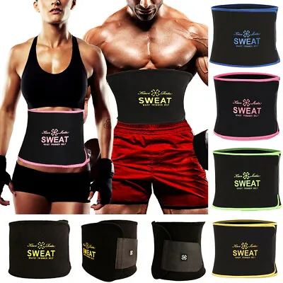 Sweat Belt Waist Trimmer Tummy Stomach Wrap Weight Loss Fat Burner Gym Shapewear • £6.99