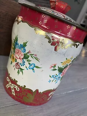 Vintage George W. Horner Toffee Tin Red & White Floral England  (*12) • $14.75