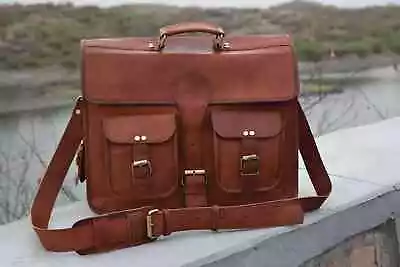 Messenger Shoulder Briefcase Vintage Men's Handmade Business Bag • $61.75