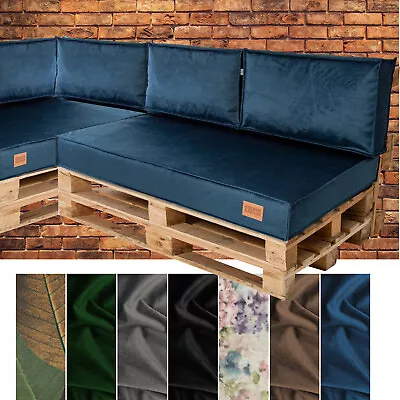 Premium Velvet  Garden Pallet Cushions 120x60/65/80/40cm Comfy Thickness 15 Cm • £74.80