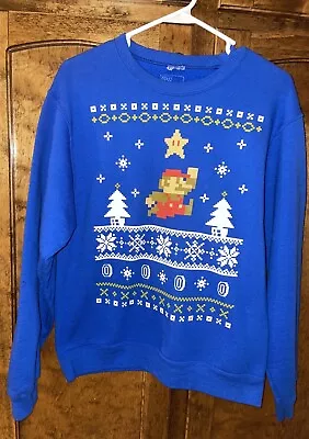 Super Mario Bros Nintendo MARIO Ugly Christmas Sweater  Sweatshirt  Size SM EUC • $24