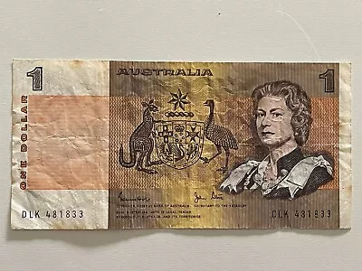 1982 Australian Johnston/Stone $1 Note Partial Radar • $6