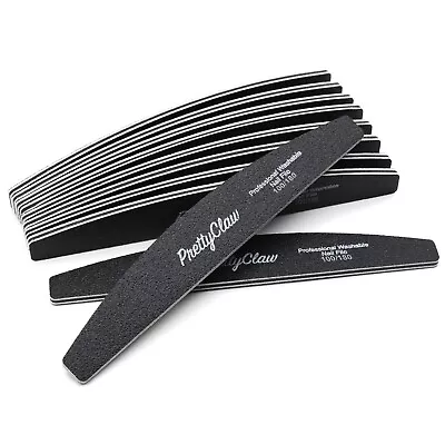 10pc Professional Nail Files Acrylic Nail File Half Moon Black File 100/180 Grit • $8.75