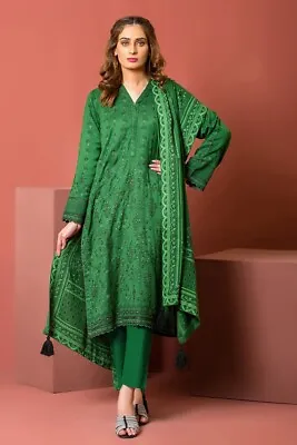 Lakhany 3 Piece Unstitched Embroidered Cashmi Vool Suit CVE-EA-0382 • £38.99