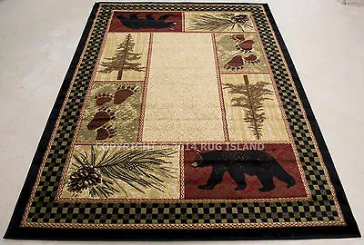 Lodge Cabin Rustic Bear Pinecone Area Rug **FREE SHIPPING** • $129.50