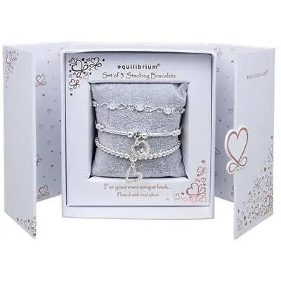 £30 • Buy Equilibrium Silver Stacking Bracelet Gift Set - Sparkle