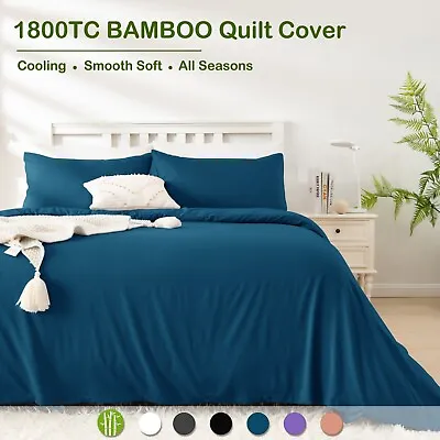 $31.99 • Buy 2000TC Bamboo Cooling Quilt Cover Set Silky Soft Touching Comfort For All Season